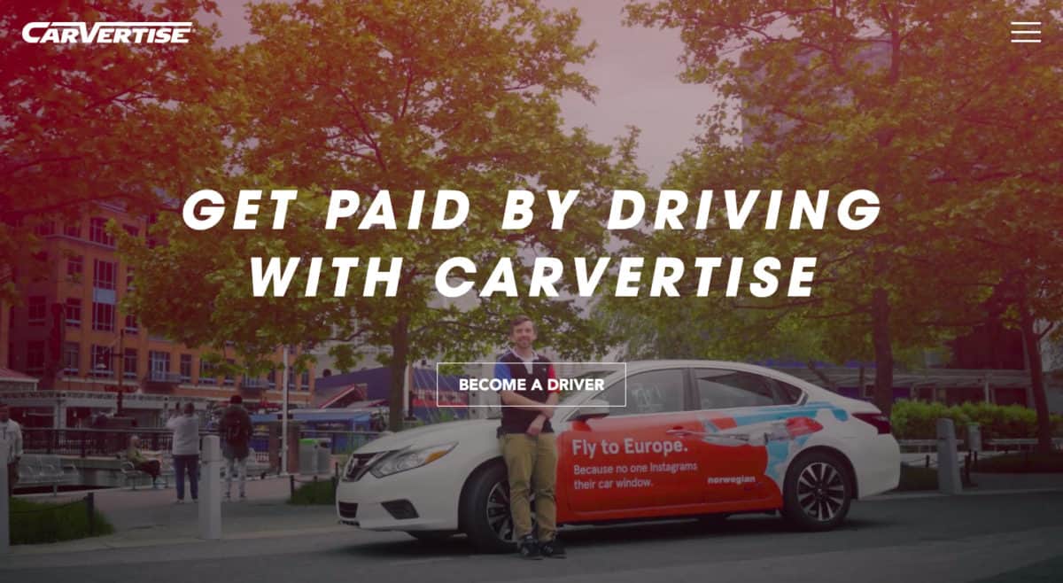 get paid by driving with Carvertise
