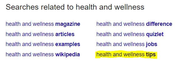 health and wellness related searches