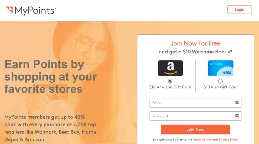 mypoints new member $10 Amazon gift card sign up bonus