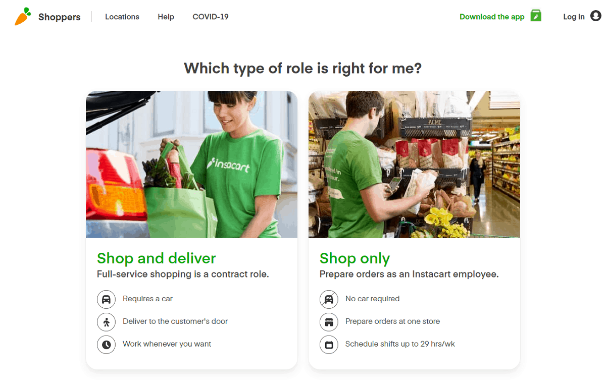 Instacart types of shoppers